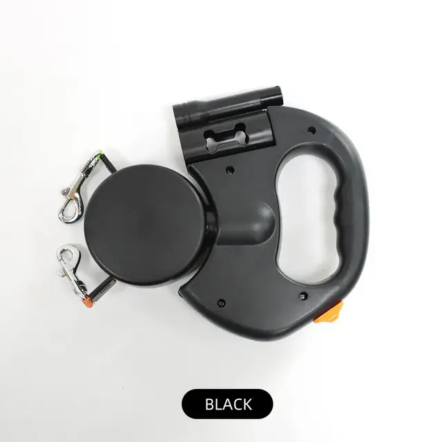 Black Dual Retractable Dog Leash