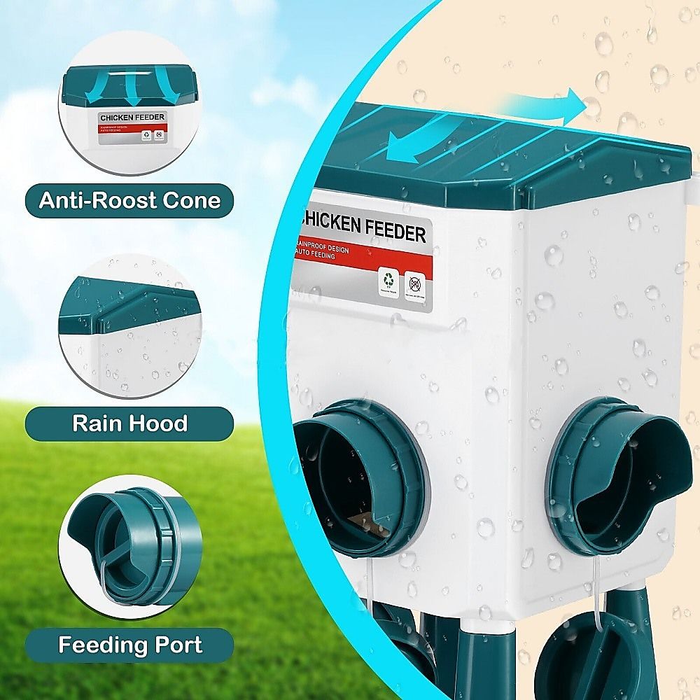 Chicken Feeder Water Food Treadle Poultry Feeding 12KG Large Capacity 11L image 4