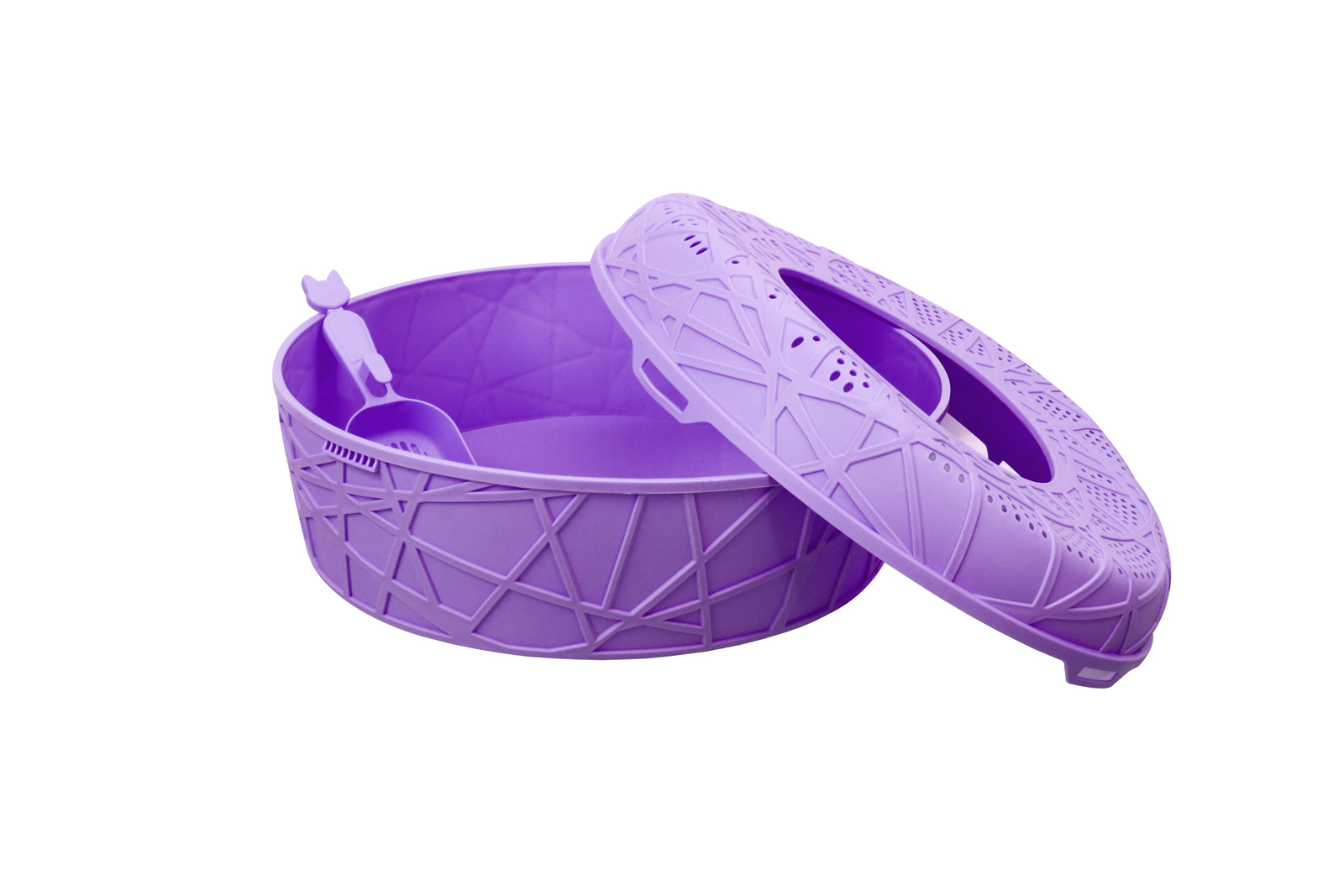 YES4PETS XL Portable Cat Toilet Litter Box Tray House with Scoop Purple image 4