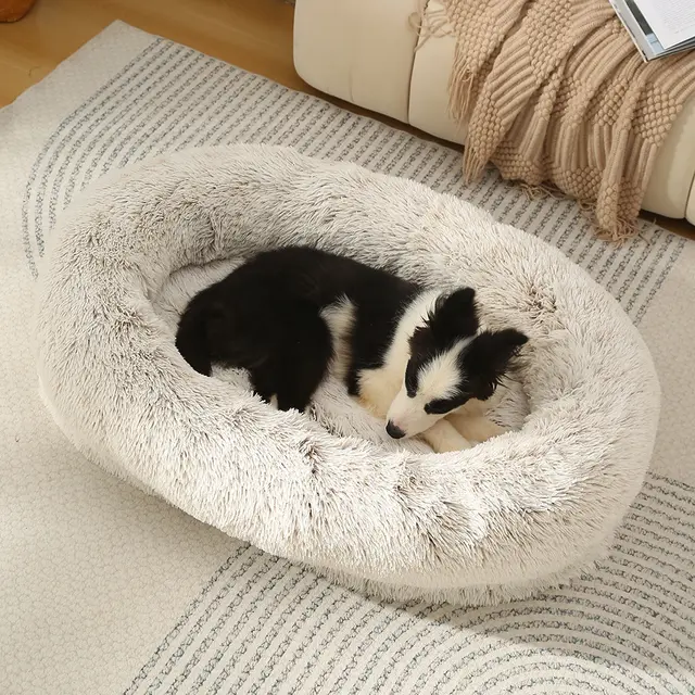 Fluffy Donut-Shaped Pet Bed- Soft, L
