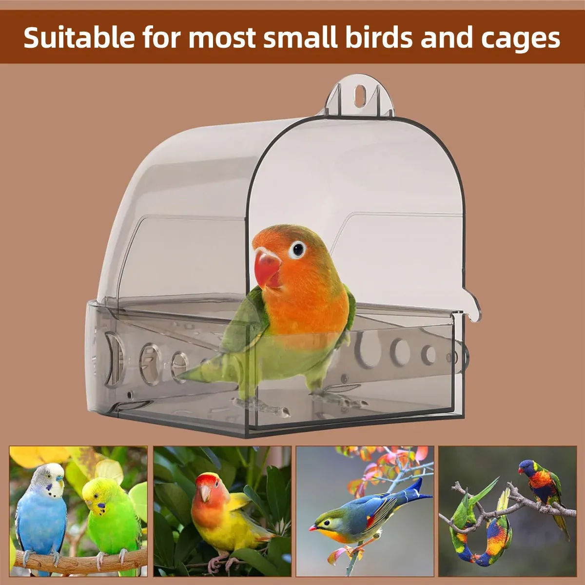 Parrot Bath Box Grey Bird Cage Accessory Bathroom Bird Bathtub for Small Birds image 9