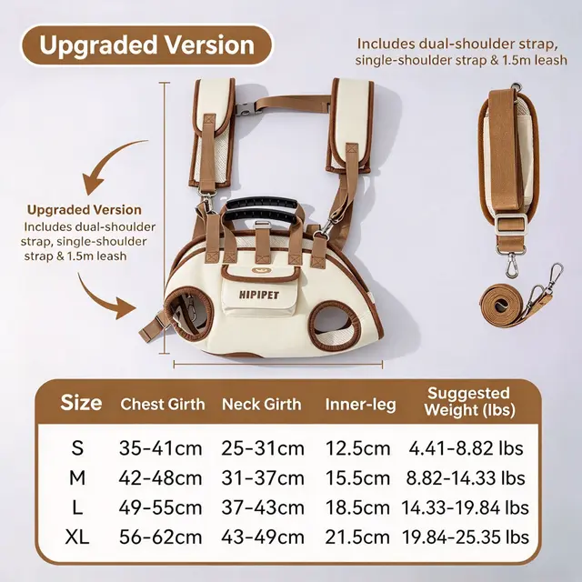 Pet Horizontal Crossbody Handbag Lomi Brown Upgraded Version XL Size for 19.8‑25.4lbs…