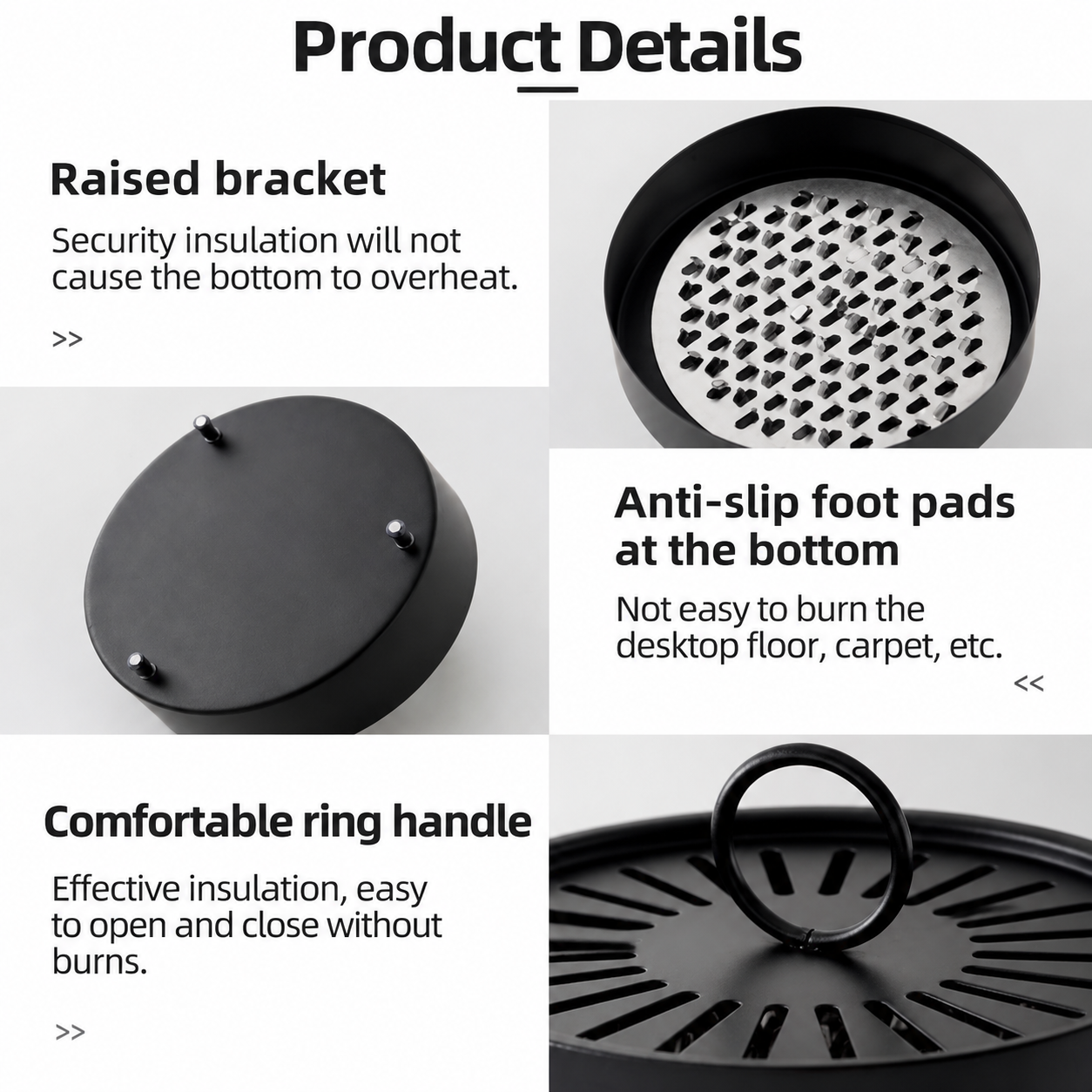 Black Metal Mosquito Coil Holder with Lid - 15 cm Round Iron Coil Burner with Ash… image 6