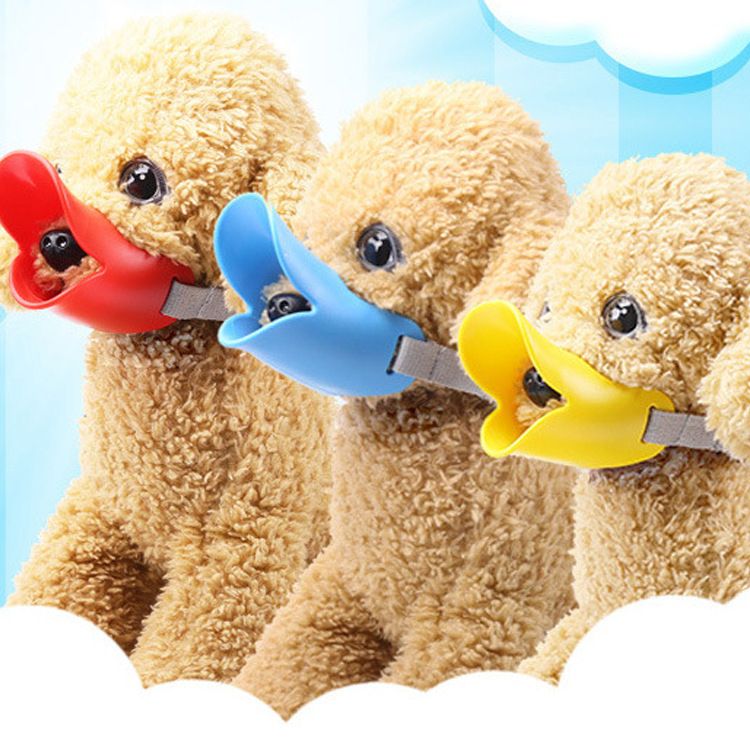 Plastic Dog Anti Bite Duck Mask Cardboard packaging-anti-dog bite cover Blue L image 2