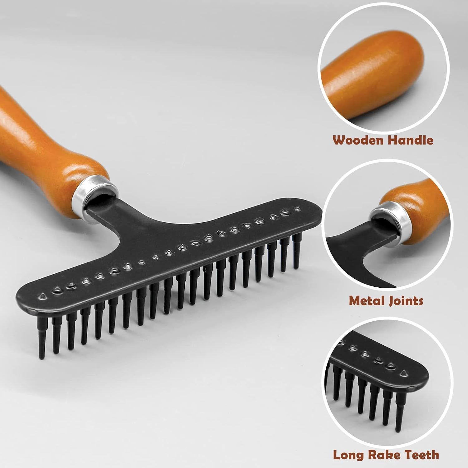 Portable Carpet Rake for Matted and Shag Rugs, Black, 15.2 × 11cm image 5