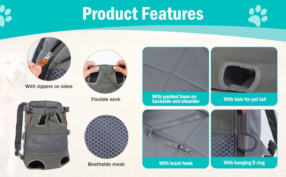 Gray Black outdoor pet backpack image 4