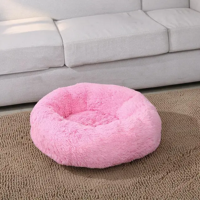 Deep Pile Plush Ring Cushion Bright Pink 60cm Diameter Washable Warm Lounger for…