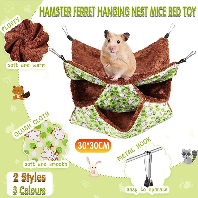 Hanging Hammock Nest Bed for Hamster Guinea Pig Ferret Rat Mice Cage Warmer Toy…