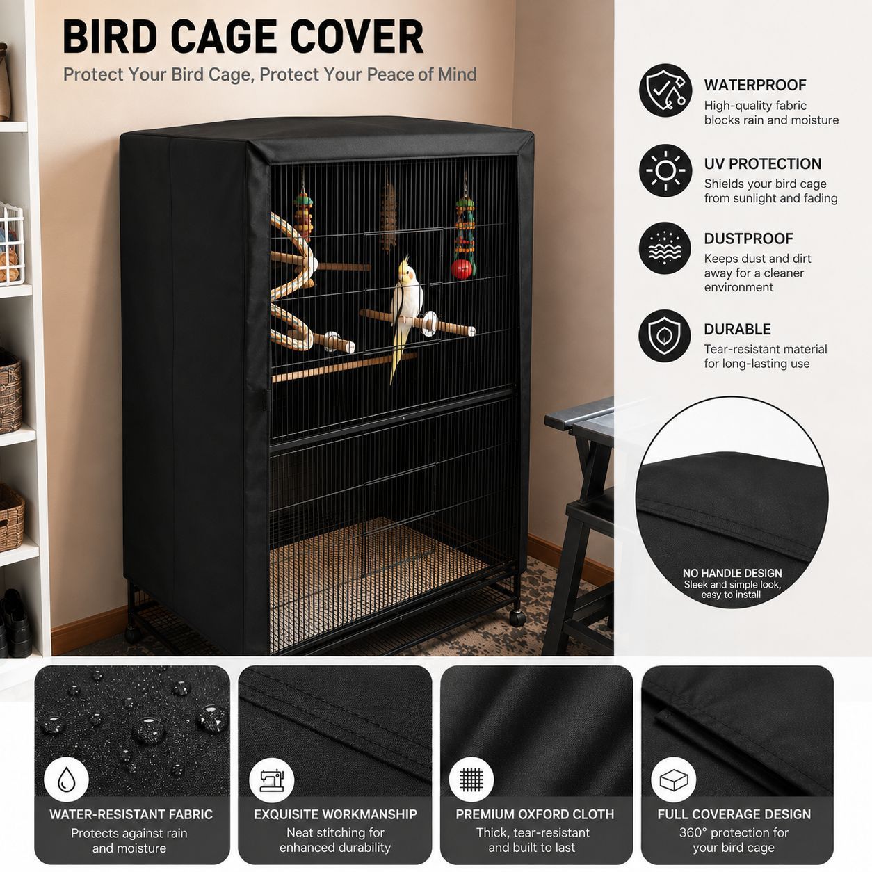 Durable Square Bird Cage Cover for Indoor and Outdoor Use image 4