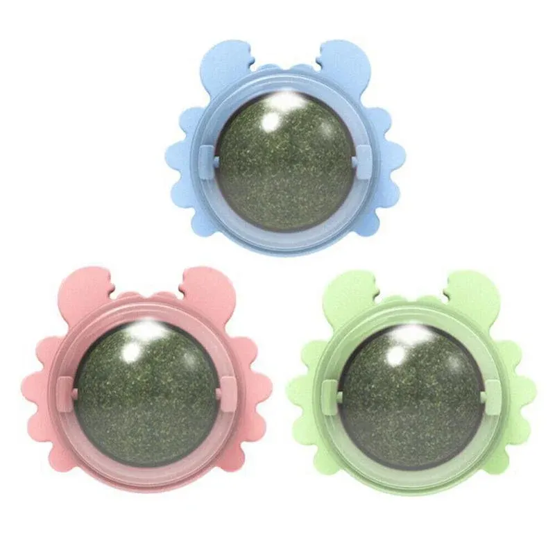 2PCS Rotatable Catnip Mint Ball Cat Treat Toys Licking Snack Cat Molar - Blue image 3