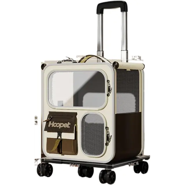 Cat Carrier with Wheels, Brown