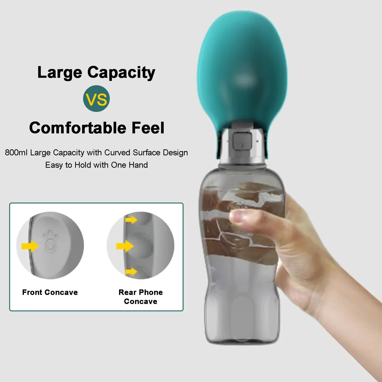 Pink And Grey Portable Foldable Pet Water Bottle with 800ml Capacity - Leakproof… image 4