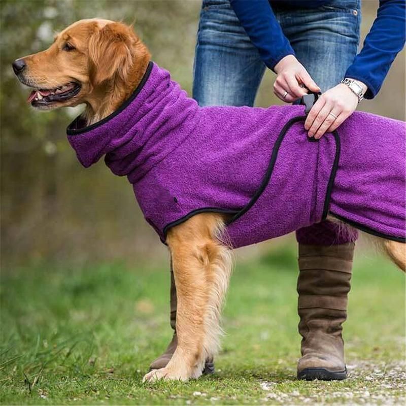 Dog Puppy HoodiesJacket Solid Coat Pet Winter Soft Warm Clothes S-5XL Purple - 2XL image 8