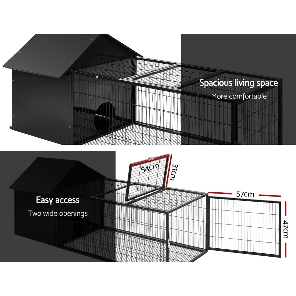 i.Pet Rabbit Cage Hutch 162x60cm Enclosure Metal image 5