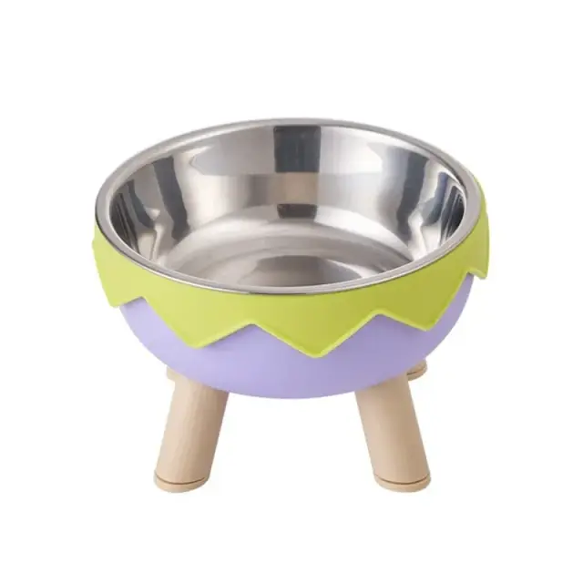 Eggshell Tall Pet Bowl Cat Dog Food Bowl Anti Slip Durable Raised Feeding Bowl - Green