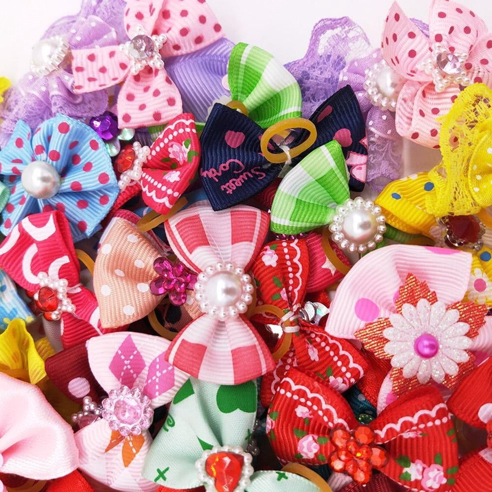5pcs Assorted Pet Show Pet Bow Bands For Doll Dog Cat Hair Grooming Color_ A5P1 image 5