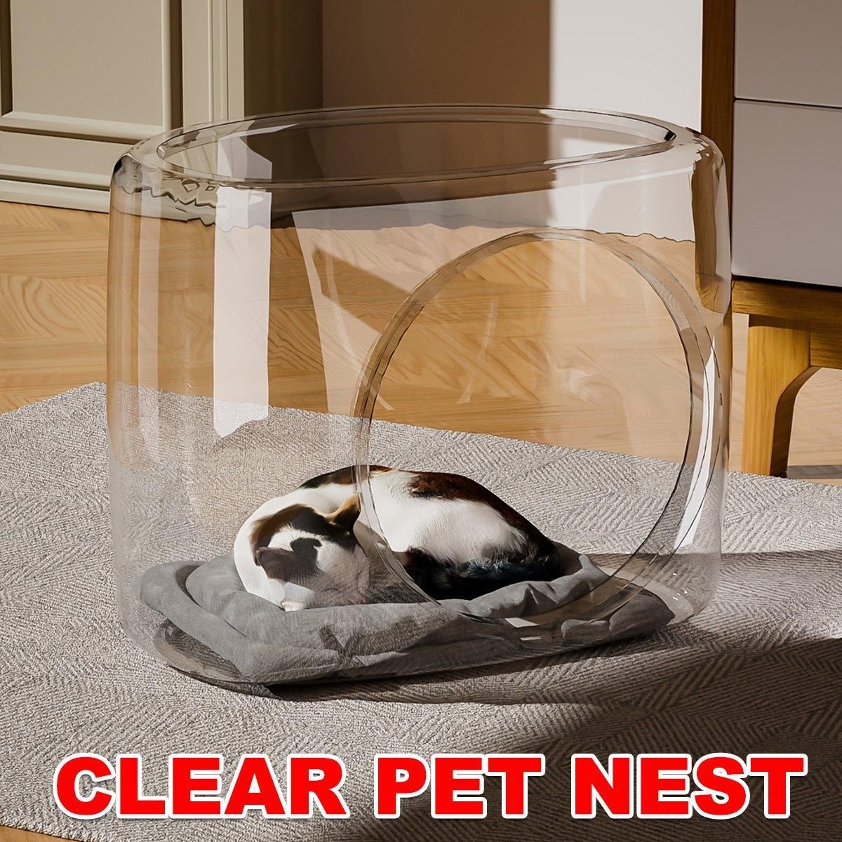 Transparent Capsule Cat Litter Box Semi Enclosed Cat House for Indoor Use image 13