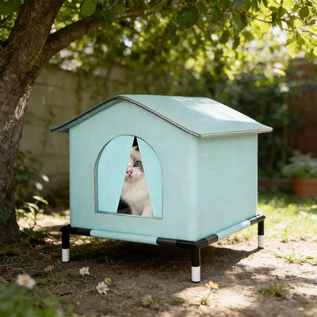 Outdoor Cat House Weatherproof – Waterproof Stray Cat Shelter, Gray