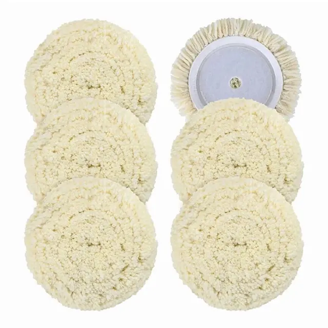 6 PCS Wool Buffing Polishing Pads - 7 Inch Natural Wool Cutting Pads with Hook and…