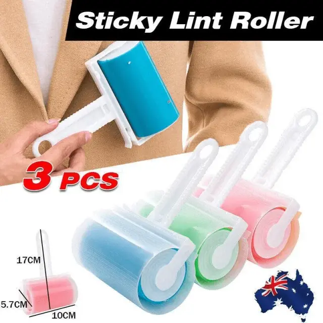 3PCS Washable Lint Rollers for Pet Hair Clothes Carpet Reusable Sticky Brush