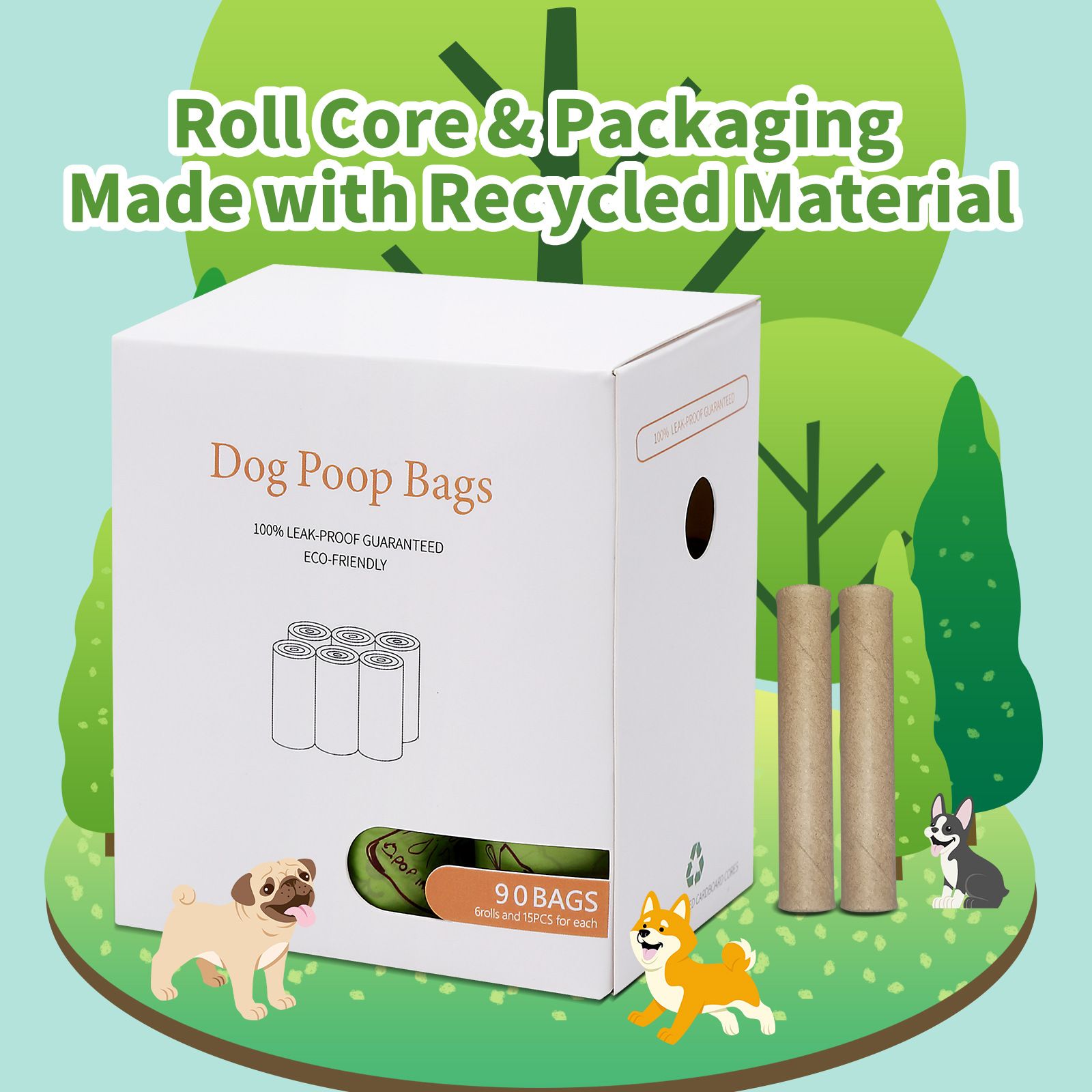 Degradable Dog Poop Bags with Dispenser - 16 Rolls Pet Waste Bags image 2