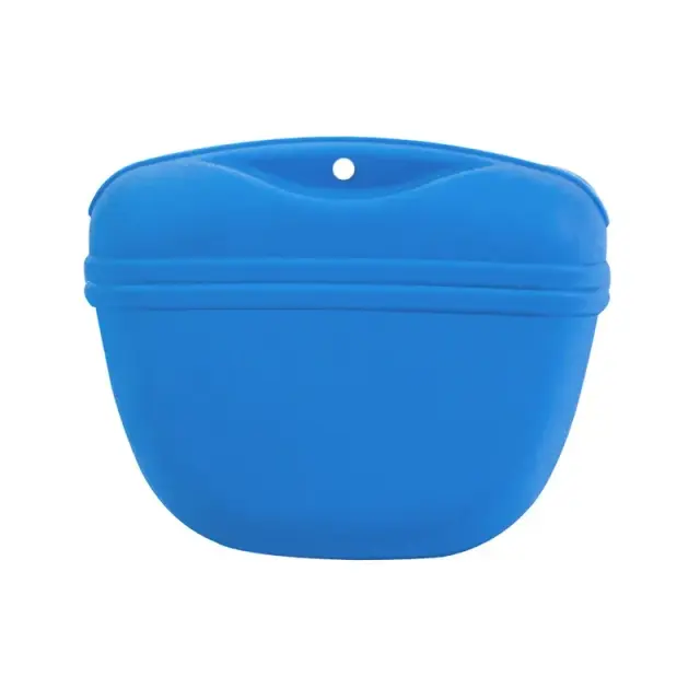 Dog Training Treat Bag Silicone Pet Pouch with Clip Waist Belt Snack Holder - Blue