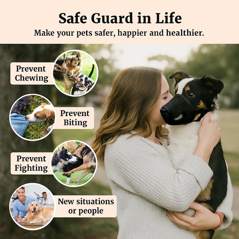 Dog Muzzle – Mesh Soft Muzzle for Small Medium Large Sized Dogs – Adjustable for No Bark image 4