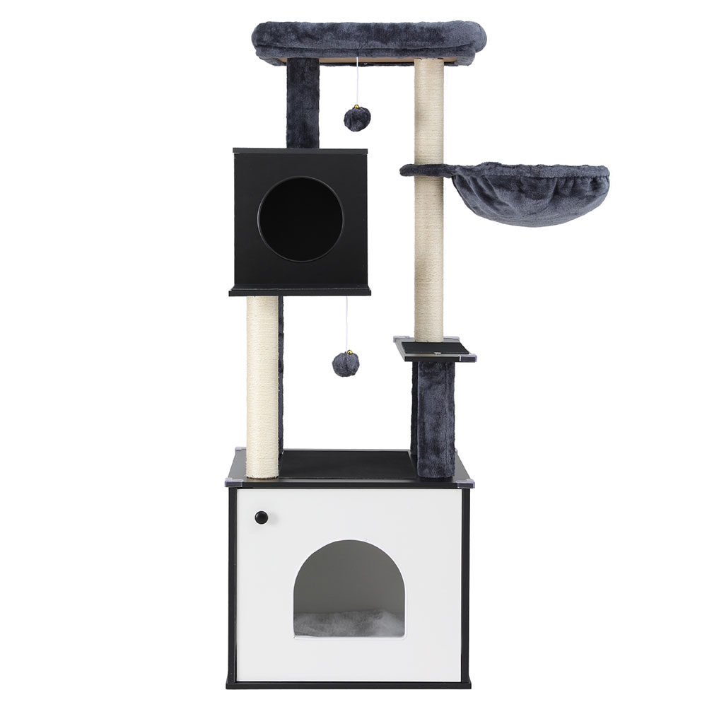 i.Pet Cat Tree Tower Scratching Post Scratcher 144cm Wood Bed Condo House Cabinet image 3