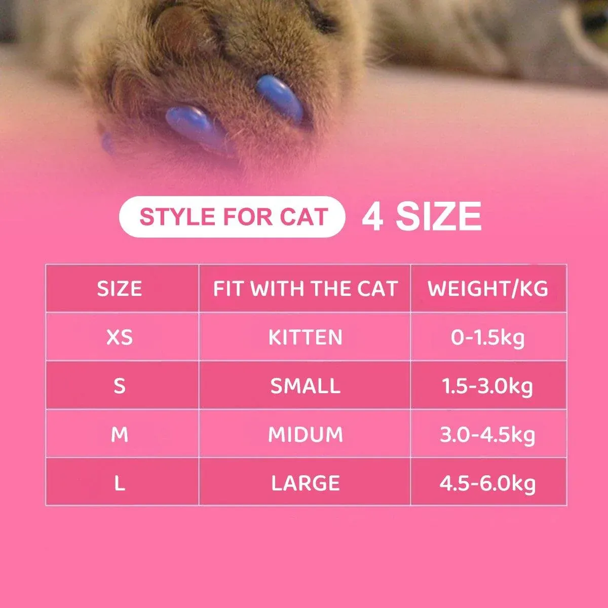 100PCS Anti Scratch Paw Covers for Cats and Kittens Nail Protector Soft Paw - Flat-M image 4