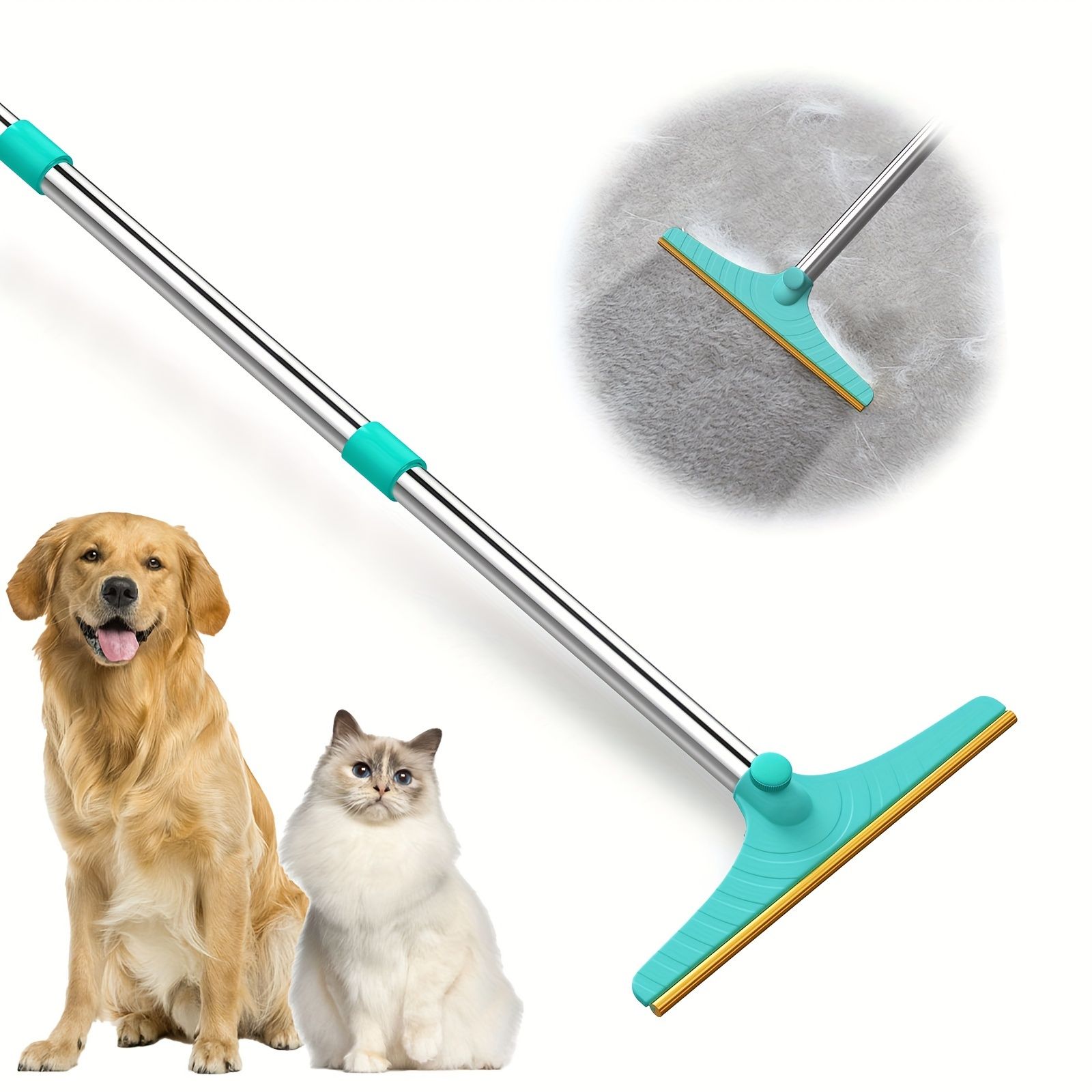 Blue Yellow pet hair remover broom image 4