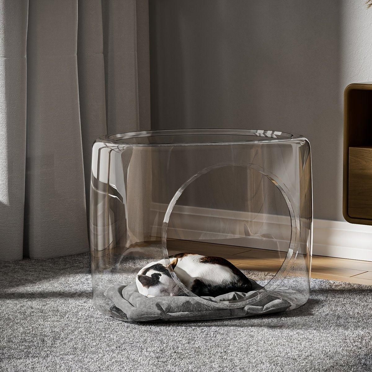 Transparent Capsule Cat Litter Box Semi Enclosed Cat House for Indoor Use image 8