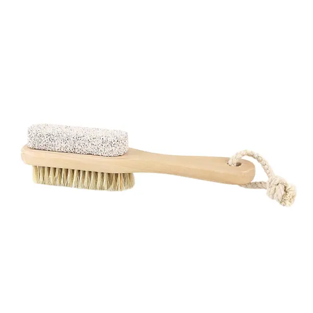 Foot File Pumice Stone Brush with Wooden Handle