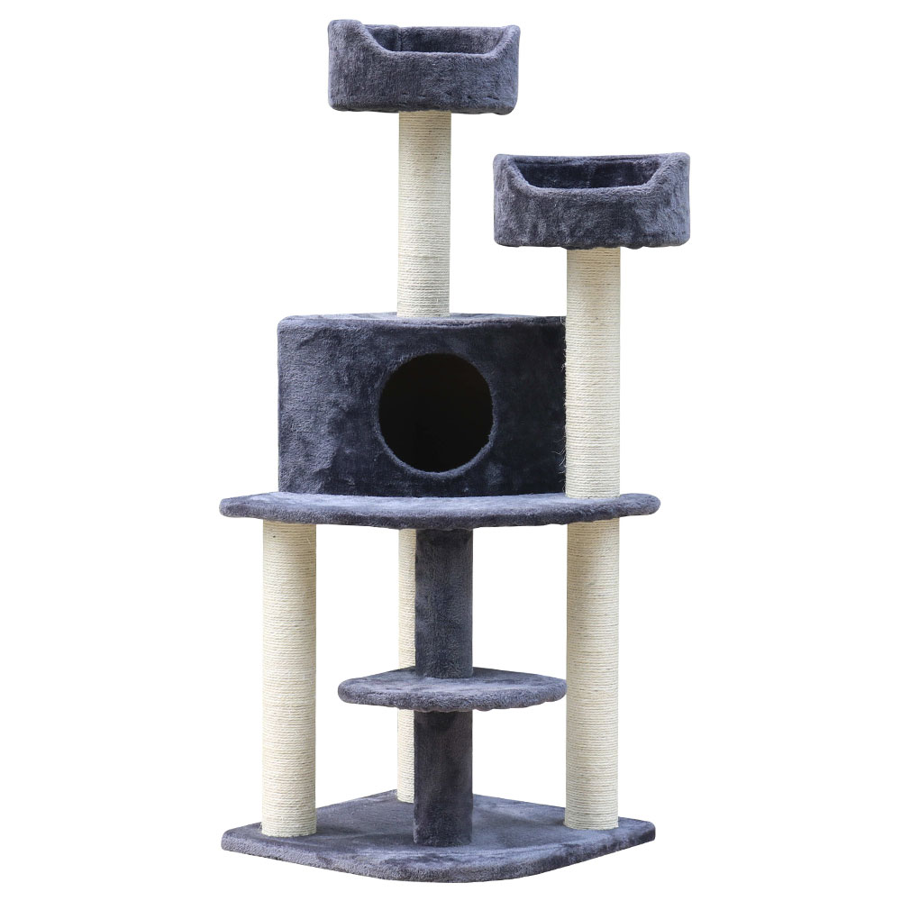 i.Pet Cat Tree 126cm Tower Scratching Post Scratcher Condo Trees House Grey image 8