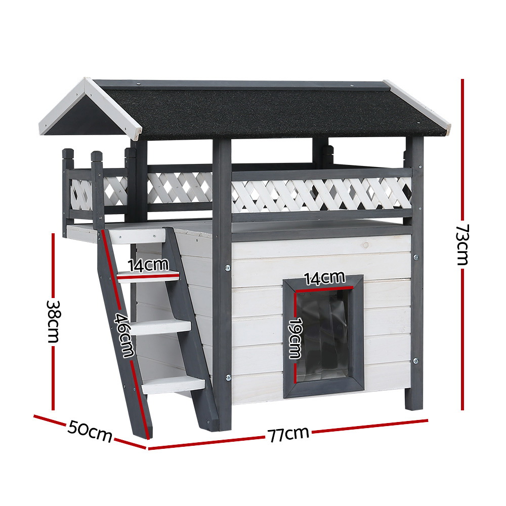 i.Pet Outdoor Cat House Shelter 77cm x 50cm x 73cm Rabbit Hutch Wooden Condo Small… image 2