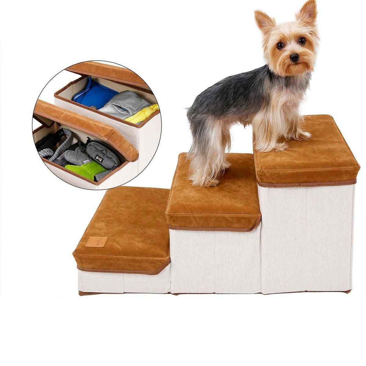 Foldable Pet Dog Stairs Puppy Step Ladder for Bed Sofa Portable Climbing Ramp - Grey image 9