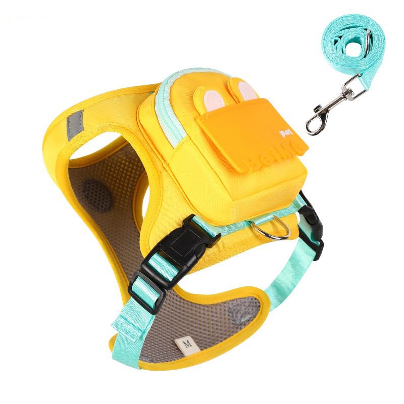 Stylish Color-Block Dog Backpack Harness with Built-in Poop Bag Dispenser – No-Pull… image 8