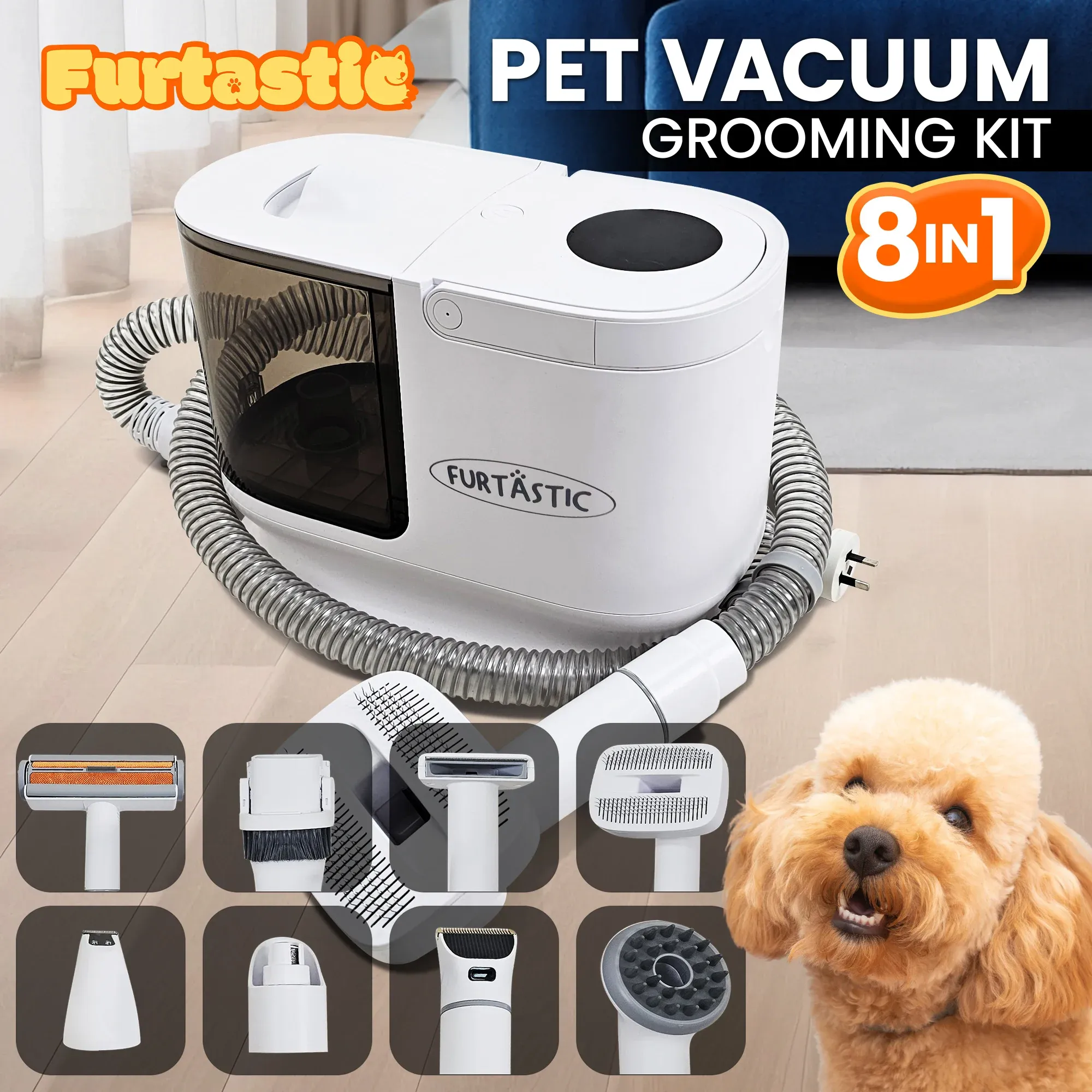 Furtastic 8-in-1 XL Pet Grooming Vacuum Kit 3L Dog & Cat Hair Trimmer Clipper Shedding… image 3