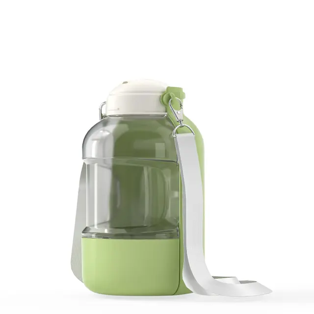 Green 2 in 1 Portable Dog Water Bottle and Food Container - 1100ml Travel Pet Water…