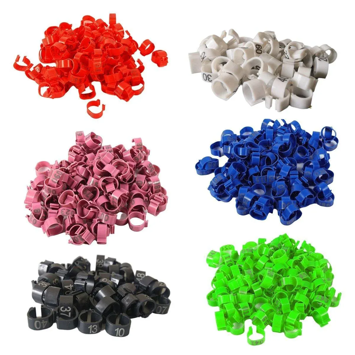 100X 001-100 Digital Numbered Bird Leg Band Rings Clip For Pigeon Parrot Poultry - White image 3