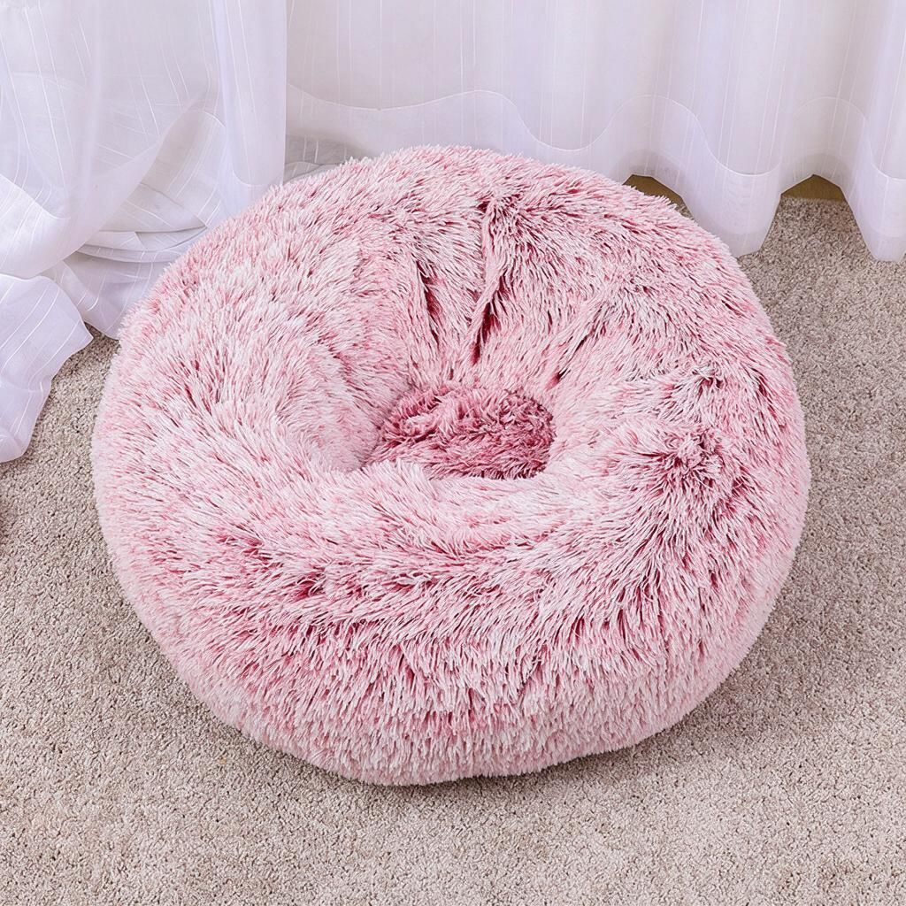 Rosy Gradient 60cm Wide Round Plush Nest for Anxious Cats & Small Dogs
