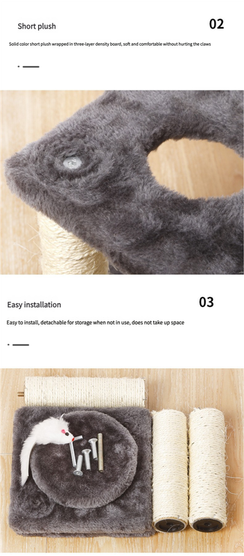 Cat Tree with Two Platforms, Scratching Posts, and Hanging Mouse Toy image 3