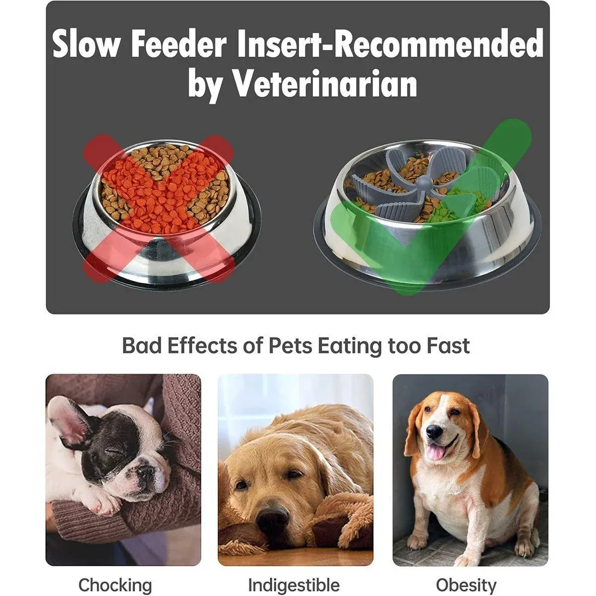 Dog Slow Feeder Bowl Insert Pet Food Bowls Silicone for Large or Small Breed image 8