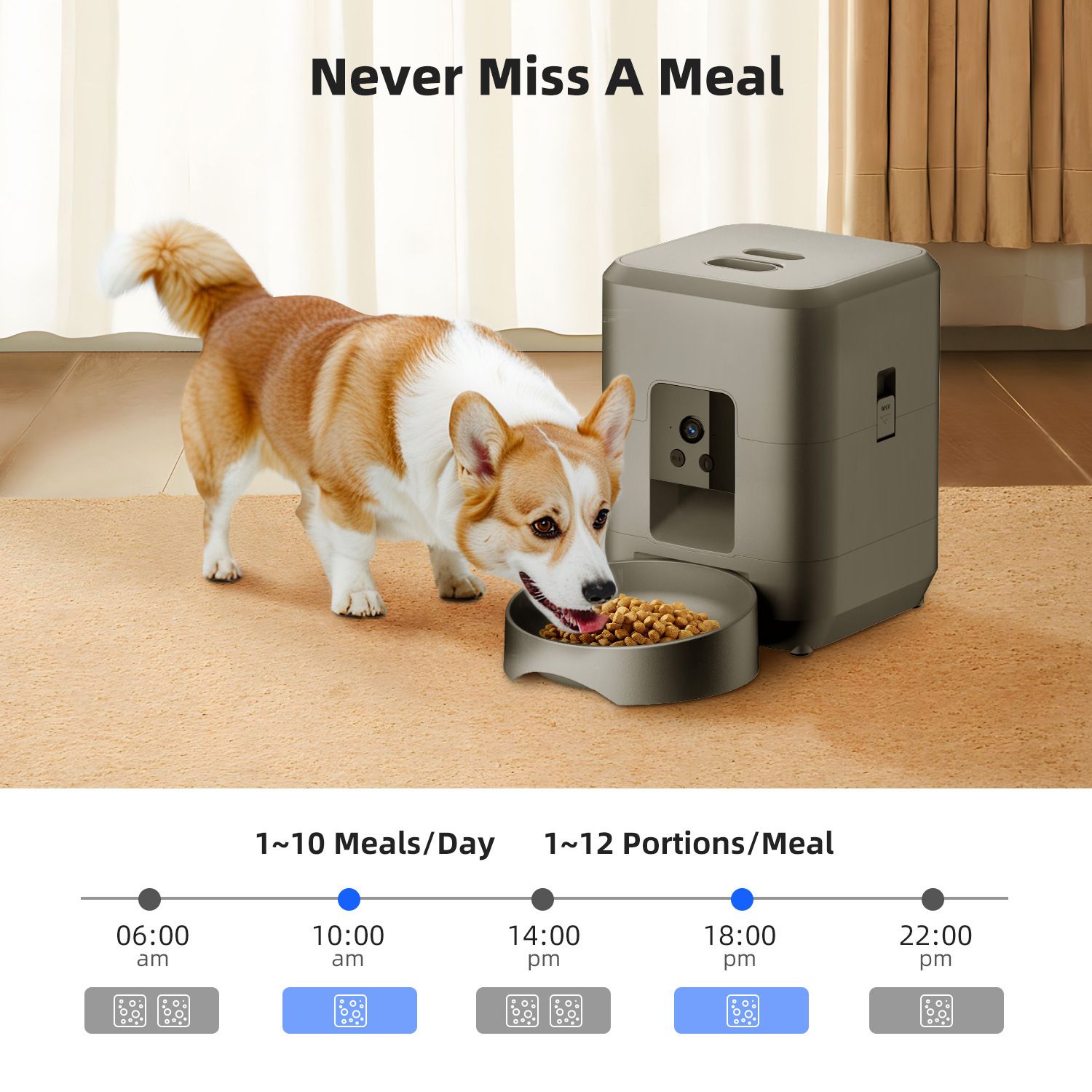 Smart Pet Feeder with Camera 2L, White image 2