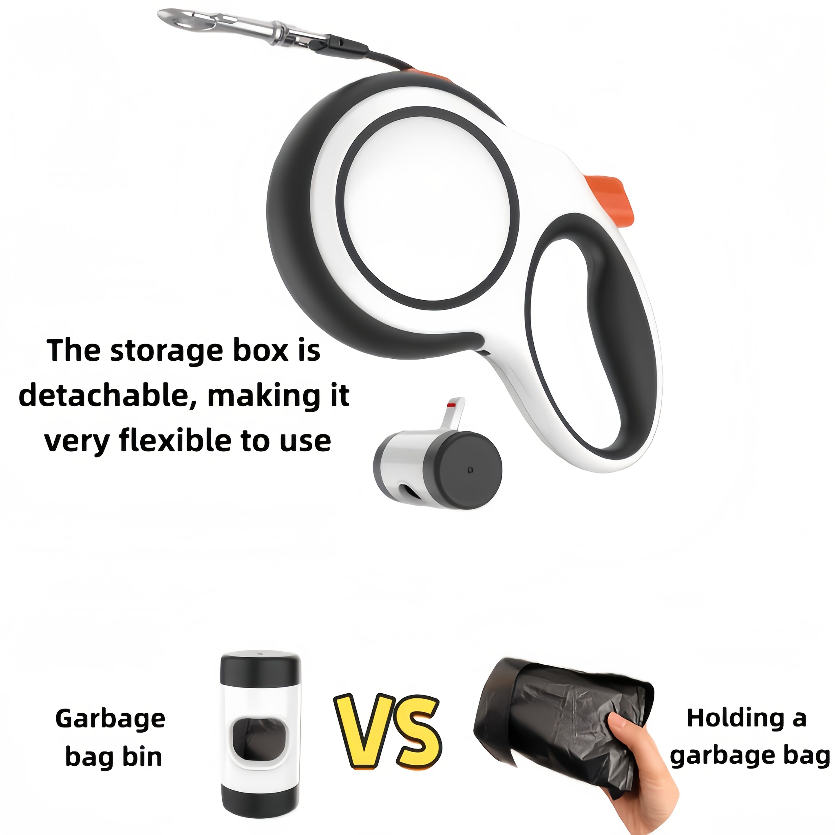 White retractable dog leash image 8