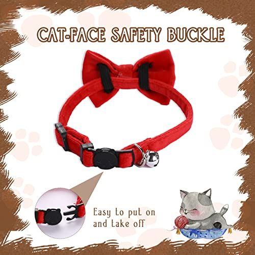 2 Pcs Velvet Cat Collar with Bell and Bowtie image 5