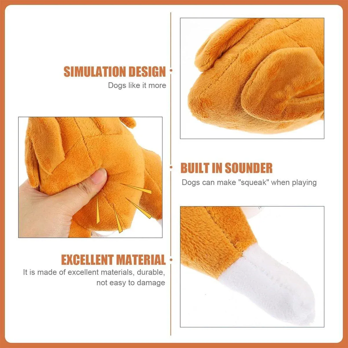 Plush Roast Chicken Dog Toy Squeaky Sound Stuffed Interactive Pet Plaything image 4