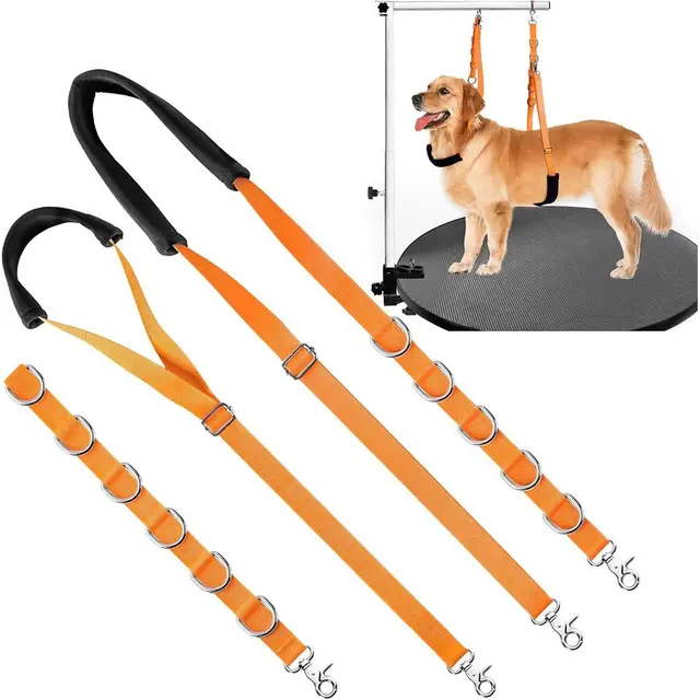 Dog Grooming Strap with Clip, Orange, Small/Medium