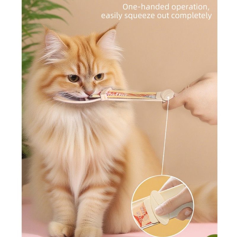 Cat Treat Spoon, Squeezer for Cat Puree Snacks, Cat Strip Feeding Spoon—Pink image 3