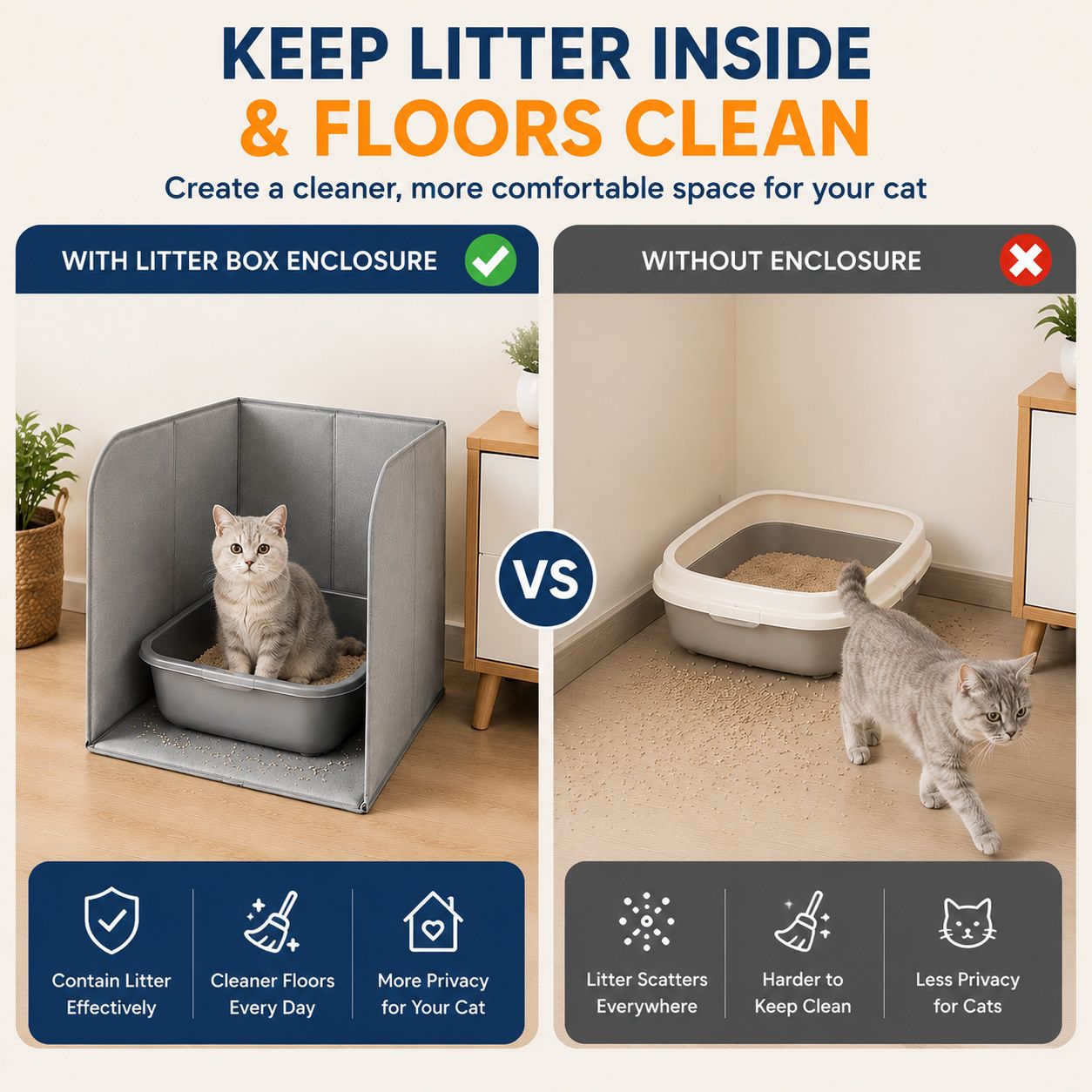 Foldable Cat Litter Box Splash Guard with Waterproof Liner image 5