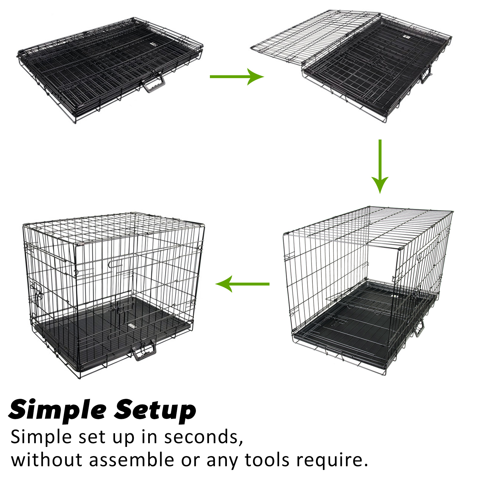 Wire Dog Cage Foldable Crate Kennel 42in with Tray + Cushion Mat Combo image 9